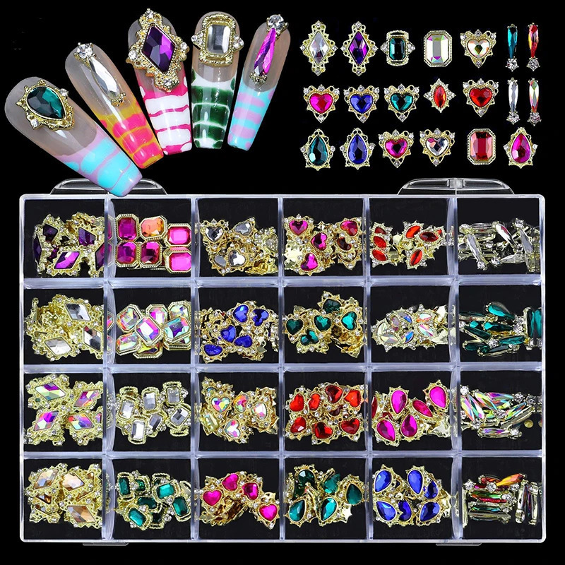 Crystal Nail Art Rhinestones Decoration Gem Stones Alloy 3D Nail Charms Diamond Parts Nail Art Accessories DIY For Nails 250214