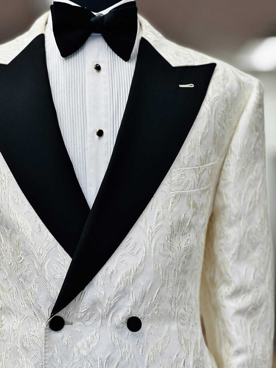 Classic Wedding Tuxedos Jacquard Double Breasted Men Suits Peaked Lapel 1 Piece Set Jacket Handsome Groom Blazers Customized