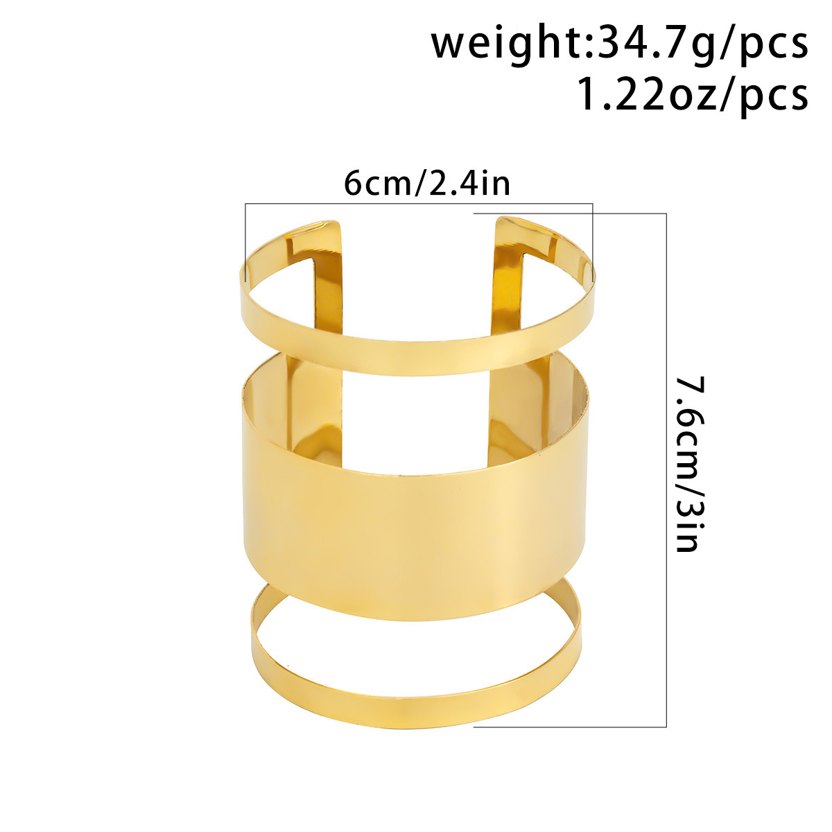 Woman Jewelry wide design and feminine personality with punk style opening metal glossy coil fashion bracelet