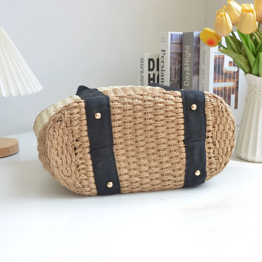 Fashion Casual Straw Women Tote Bag Summer er Large Capacity Shoulder Handbas Beach Straw Bag Lady Travel Basket Purse 250207