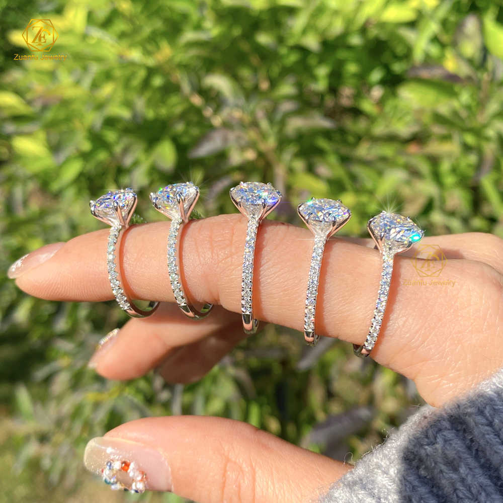 18k Gold 1ct 2ct 3ct Round Cut Real Diamond Ring Ladies Lab Grown Diamond Wedding Band Engagement Ring