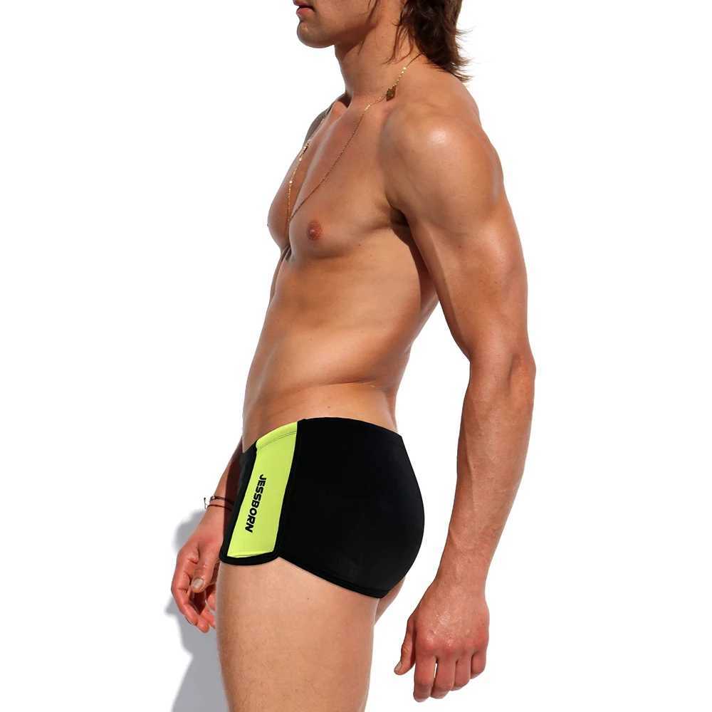 Sexy Mens Side Split Swimming Trunks Summer Nylon Quick Dry Bathing Suit Fashion Male Sport Beach Running Surfing Board Shorts W250214