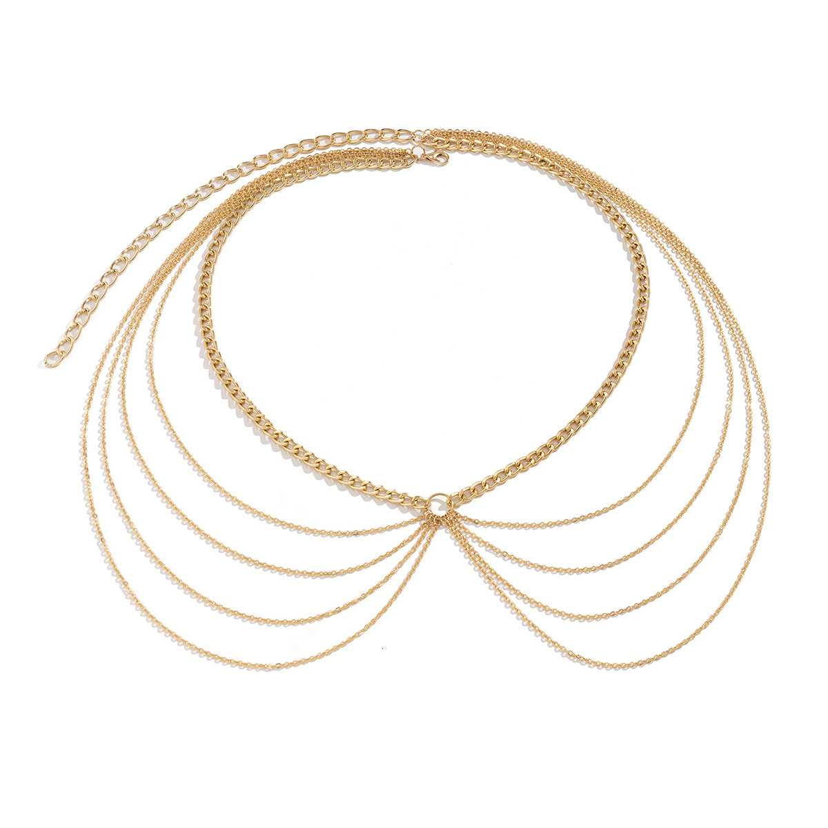 Fashionable and versatile accessories, simple multi-layer metal body chain, exaggerated tassel street photo, Woman personalized chain waist