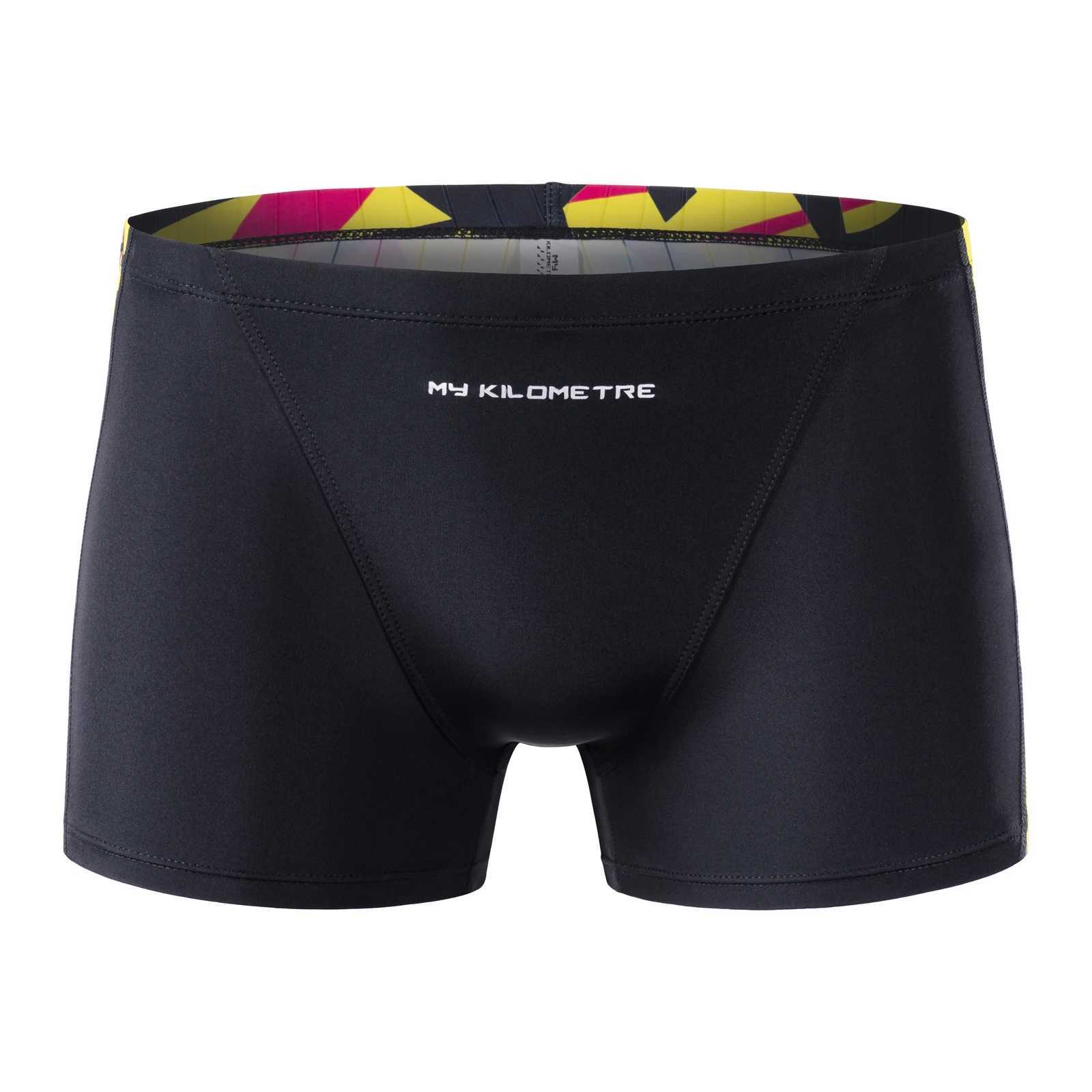 MY KILOMETRE Mens Swimsuit Square Leg Splice Athletic Swimming Trunk Training Swimwear Bathing Suit Man Swim Brief Board Short W250214