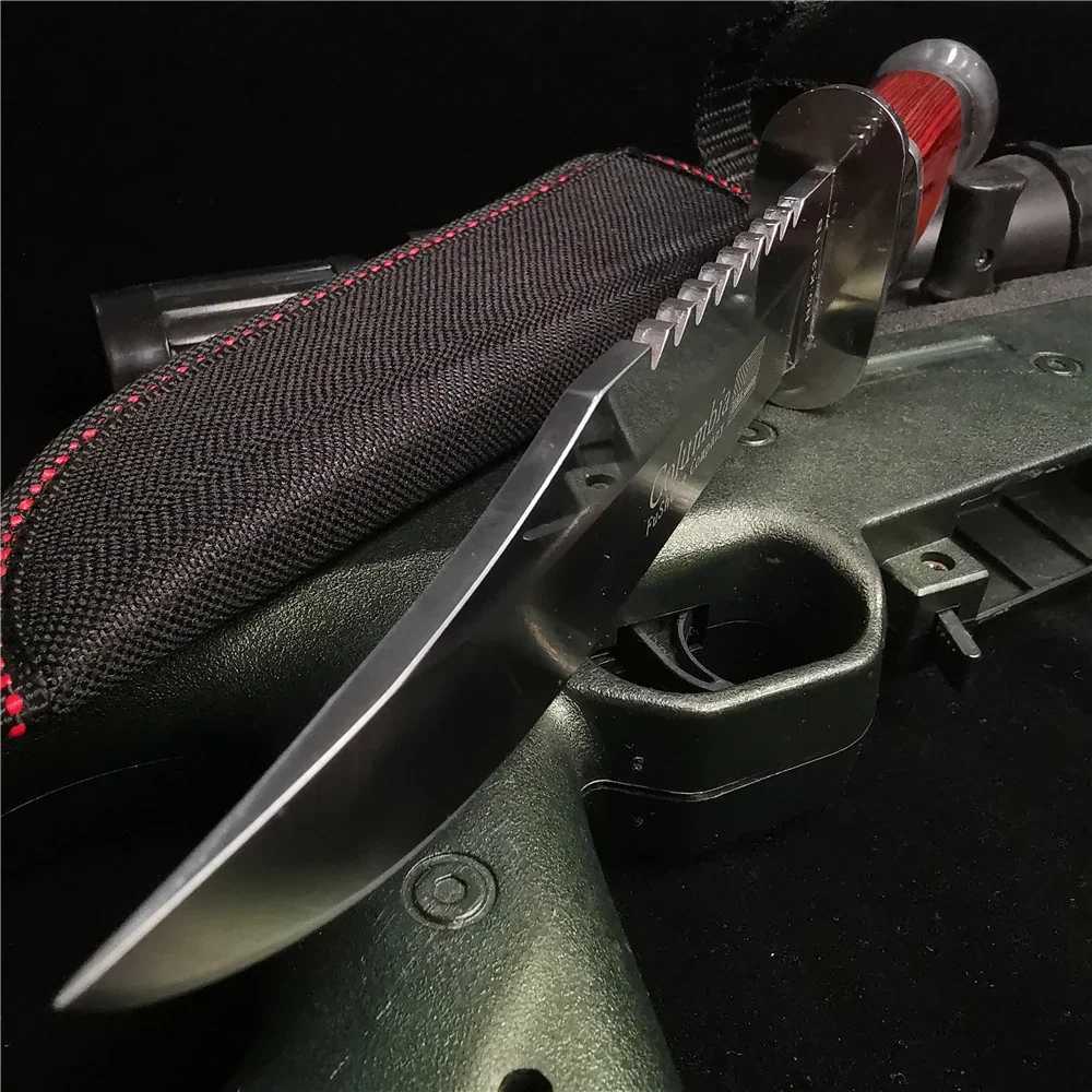Sharp Sword Stainss Steel Knife Outdoor Cam Hunting Knife with Nylon Knife Cover Carry Around Sharp and Durab W250214