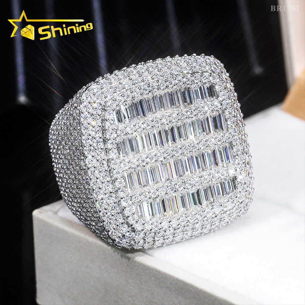 luxury style Ready To Ship lab diamond jewelry custom ring silver 925 vvs moissanite iced out hip hop jewelry mens ring