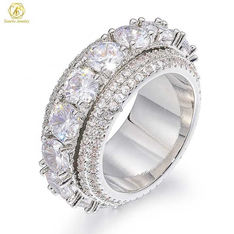 D Mosan Fine Jewelry Wheel Ring 925 Sterling Silver Vvs Diamond Hip Hop Mens 5 Layer Moissanite Eternity Cuban Ring