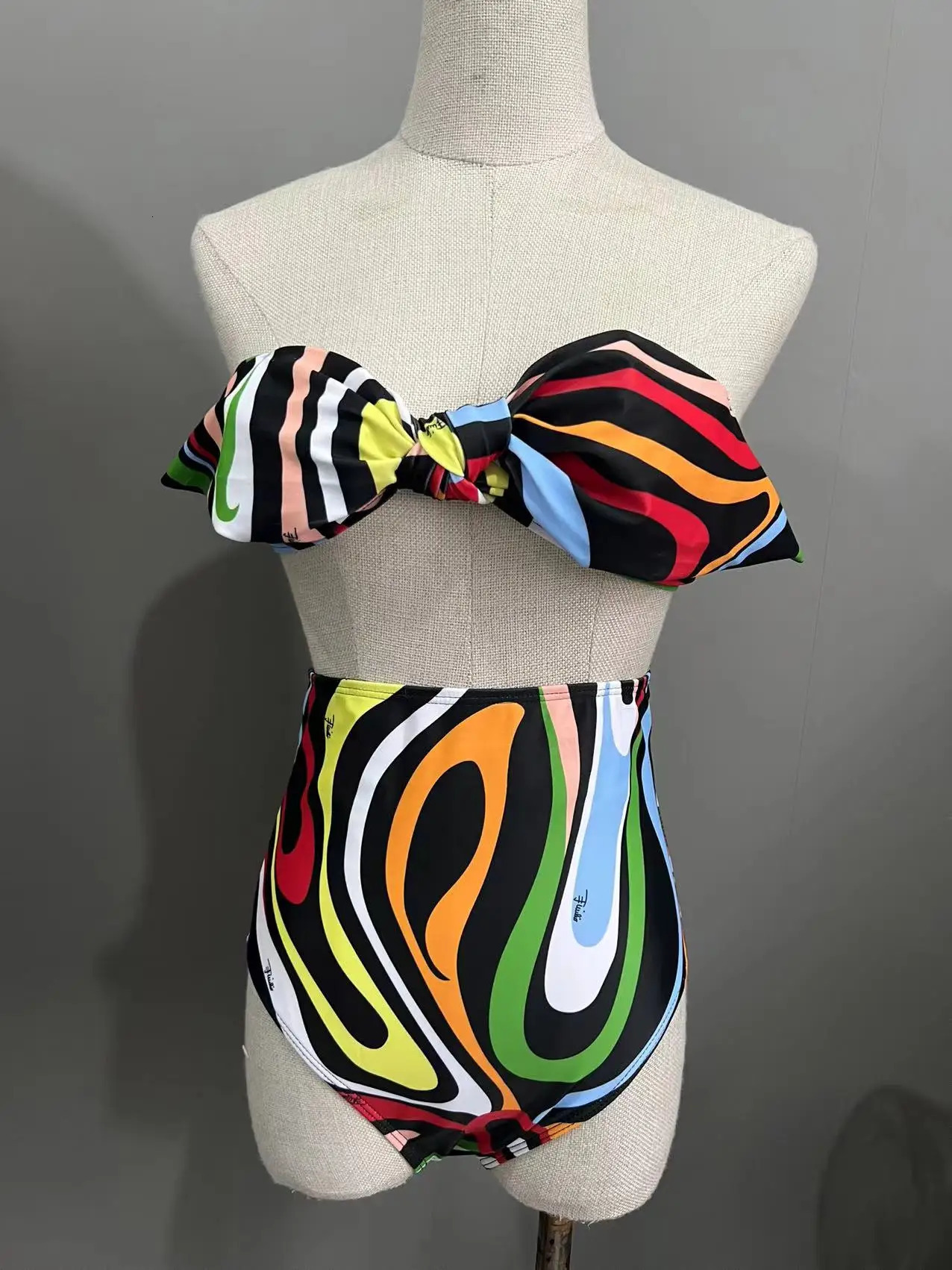 2025 High Waist Bikini Bow Bikinis Women Swimwear With Skirt Beachwear Colorful Bathsuit 250213