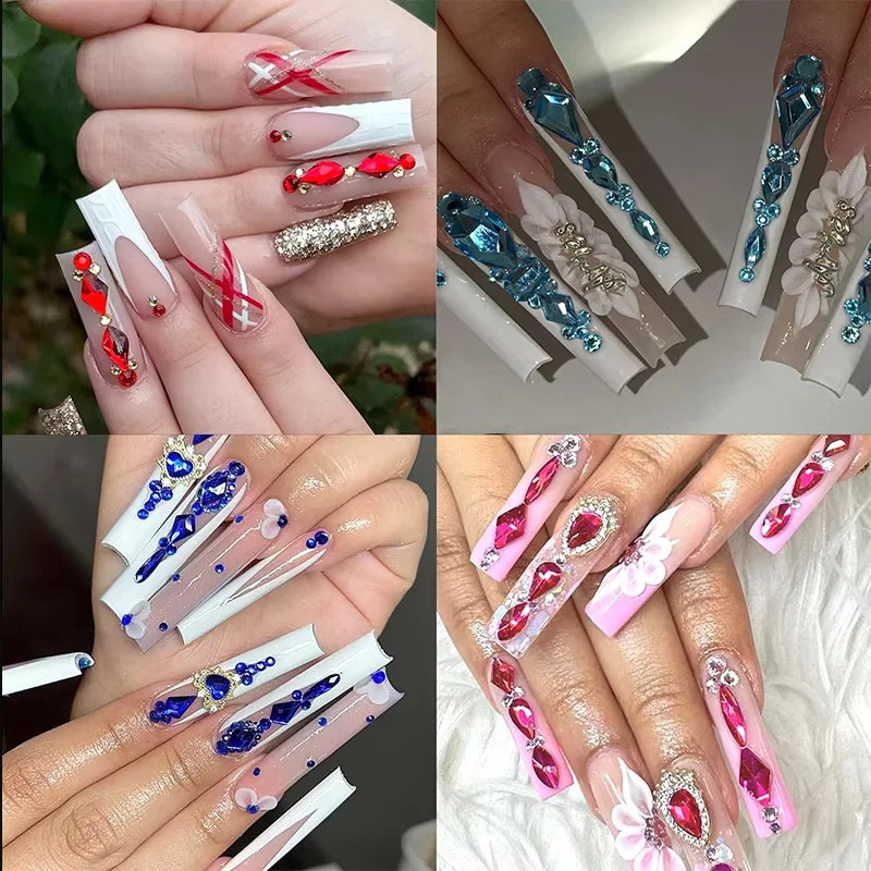 12 Grid Diamond Jewelry Set Nail Jewelry Decorations Shiny Rhinestone Nail Stickers for DIY Nail Art Accessories 250214