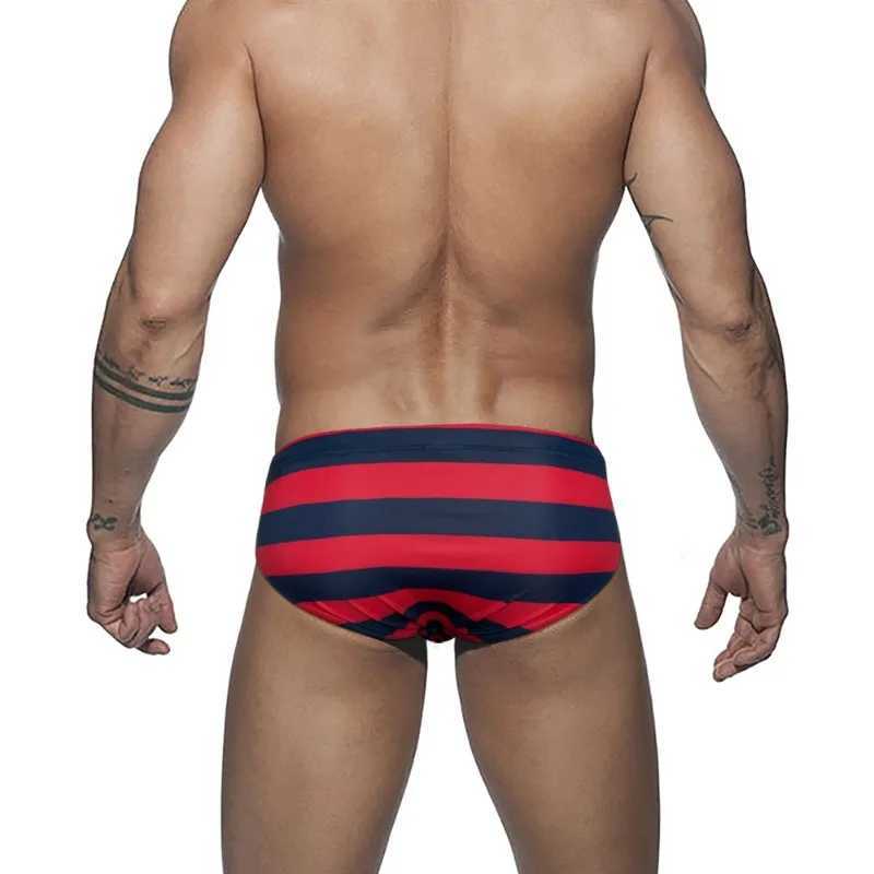 Striped Beach Shorts for Men Swimming Trunks Low Waisted Swimwear Boxer Briefs Sexy Bikini Bathing Suit Underwear Boardshorts W250214