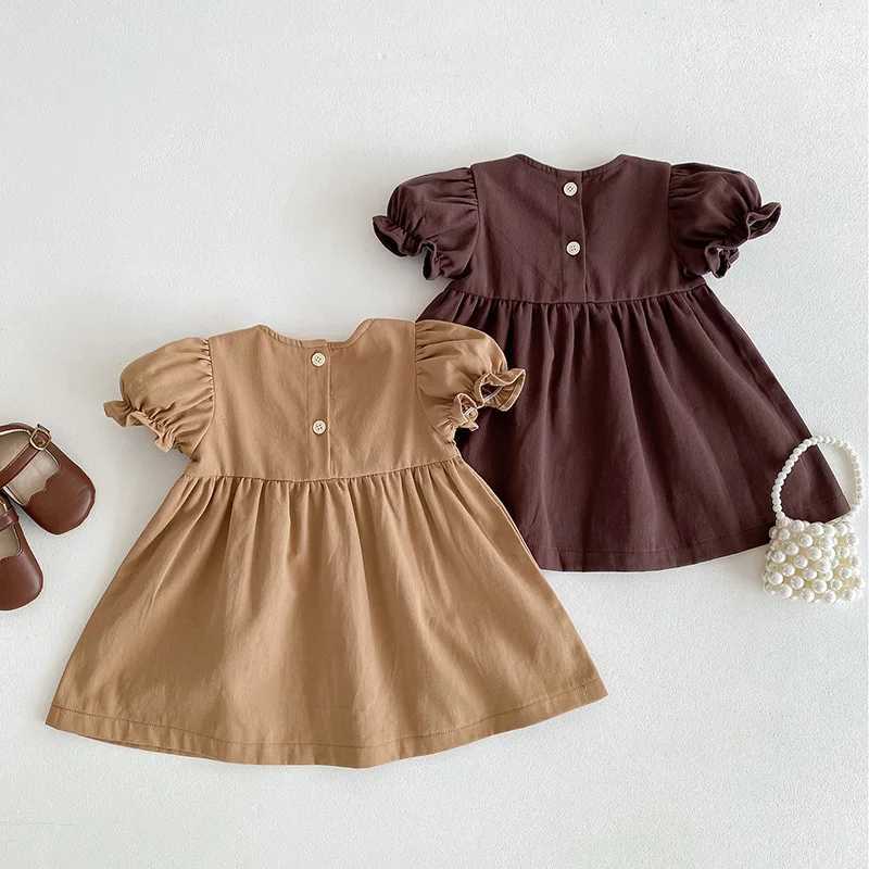 2024 New 0-4Yrs Baby Girl Clothing Short Sleeve Cotton Splicing Kids Princess Dresses Baby Girl Par Dress Z250214