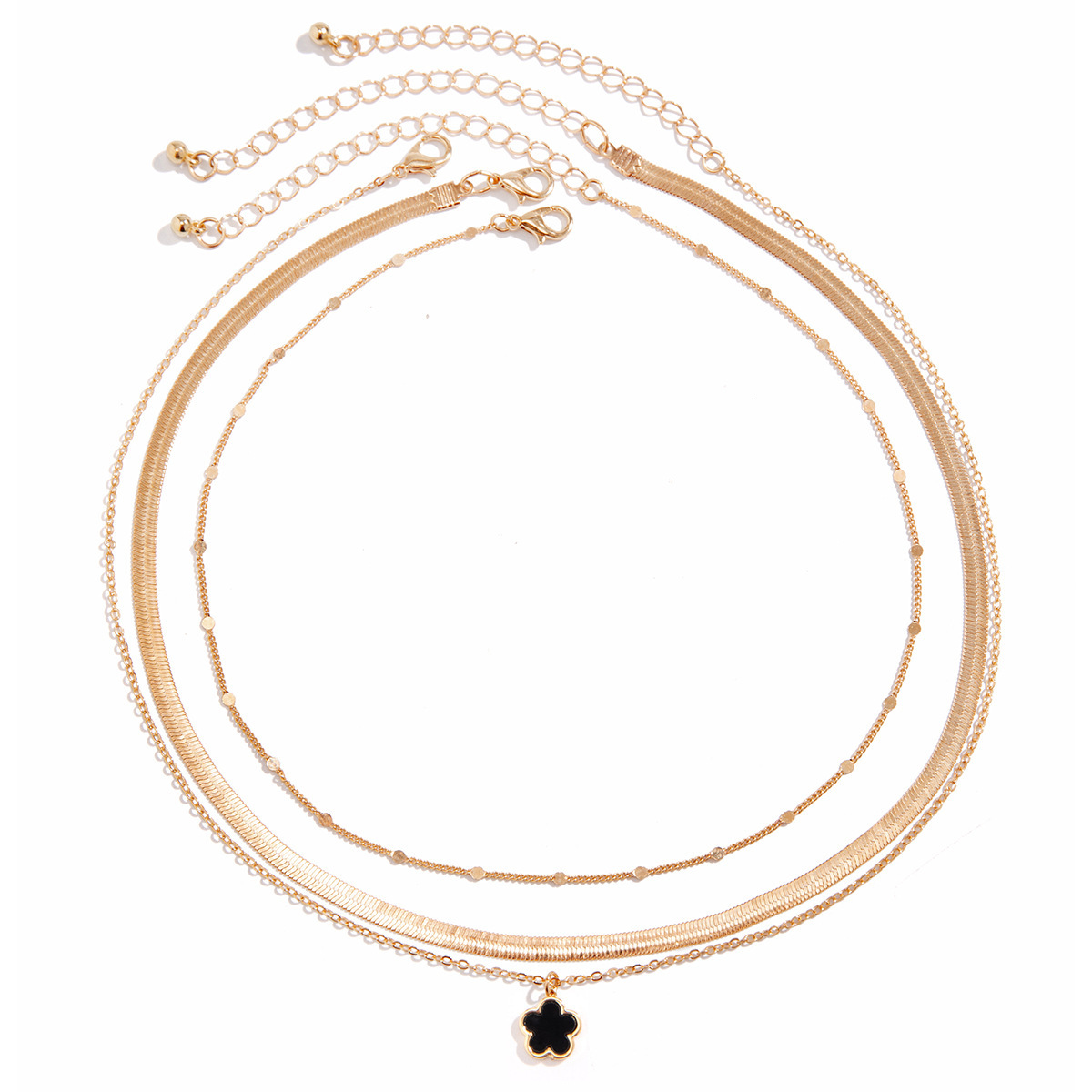 fashion Five Leaf Grass Colorful Snake Bone Set for Women's Cool Style designer Metal Neck Chain Necklace