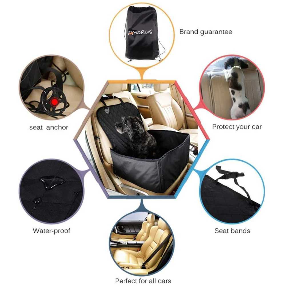 Others Dog Carrier Dog Car Seat Cover Wear-Resistant Pet Carriers Bag Basket Anti-Slip Foldable Travel Pet Dog Car Seat Puppy Carrier for Dogs Cats H2