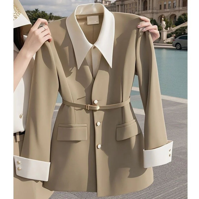 Spring Autumn Fashion Womens Suit Jacket Niche Unique Chic AgeReducing French Senior Sense Two Women Blazer 250213