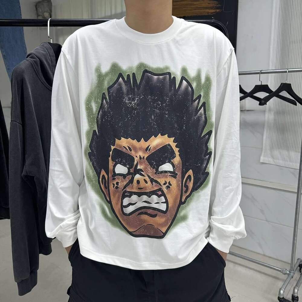 Cartoon Character 3D Digital Print Long Sleeve Men's Tshirts Crew Neck Cotton Casual Loose T-Shirt Oversized Autumn Top Tees