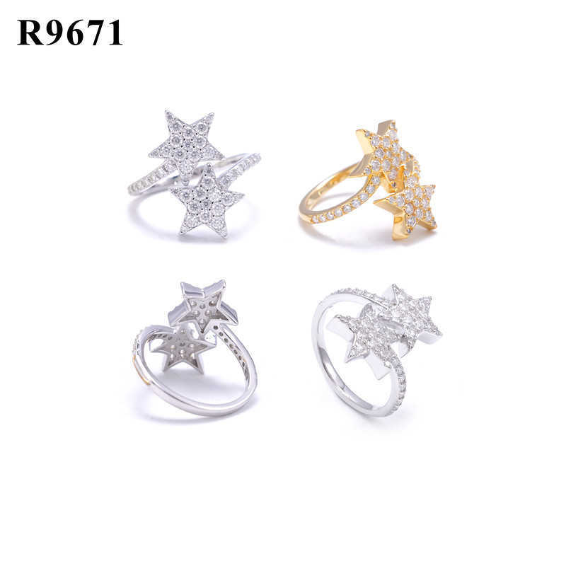 Diamond hair hot selling high-end S925 silver full set D-color moissanite personalized hip-hop style star ring