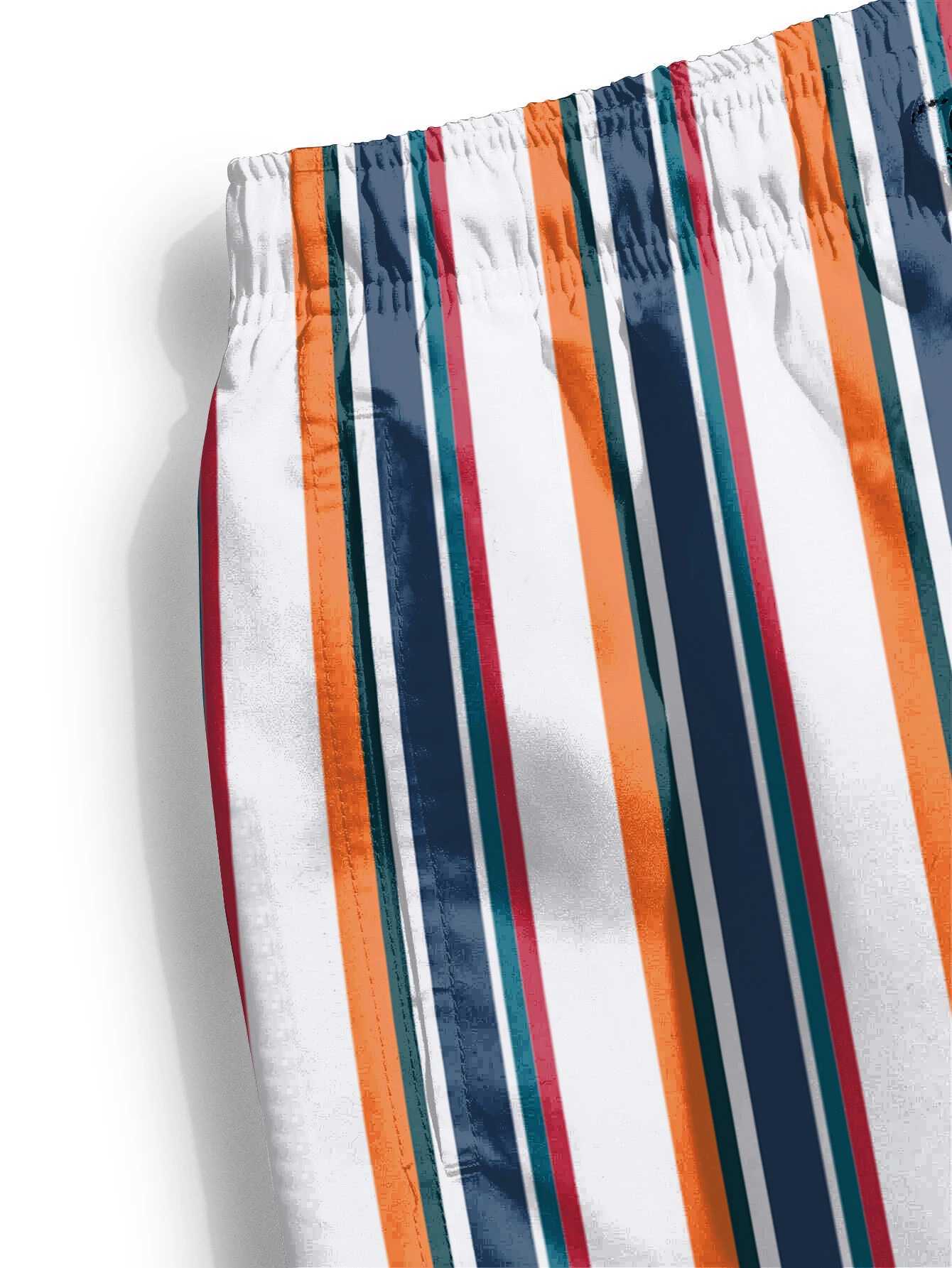 Mens Stripe Beach Shorts Colorful 3d Printed Casual Short Trousers Quick Dry Gym Sportswear Swimming Running Pants For GiftXJ250213