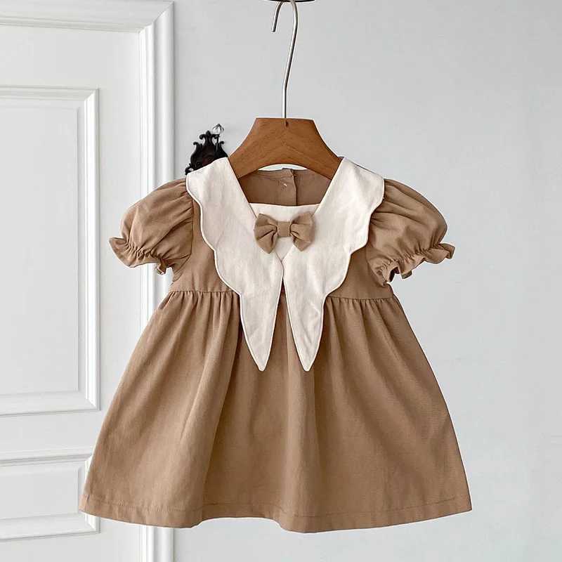 2024 New 0-4Yrs Baby Girl Clothing Short Sleeve Cotton Splicing Kids Princess Dresses Baby Girl Par Dress Z250214