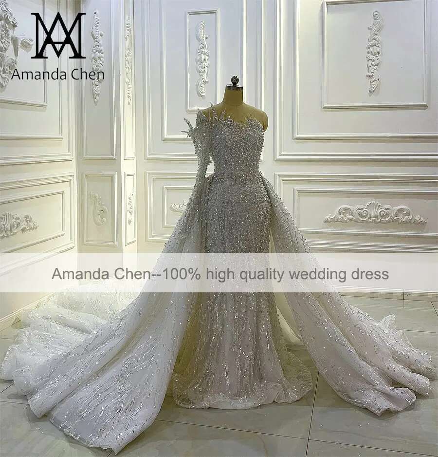 Bridal Dress 2 in 1 with One Shoulder and Lace