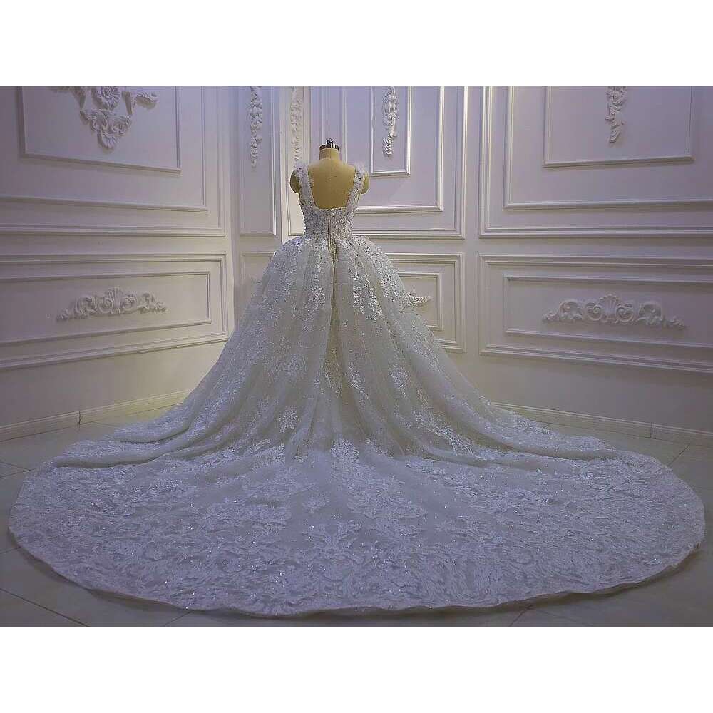 Custom Thin Straps Appliques Lace Neckline Deep V-neck 2 in 1 Mermaid Wedding Dress