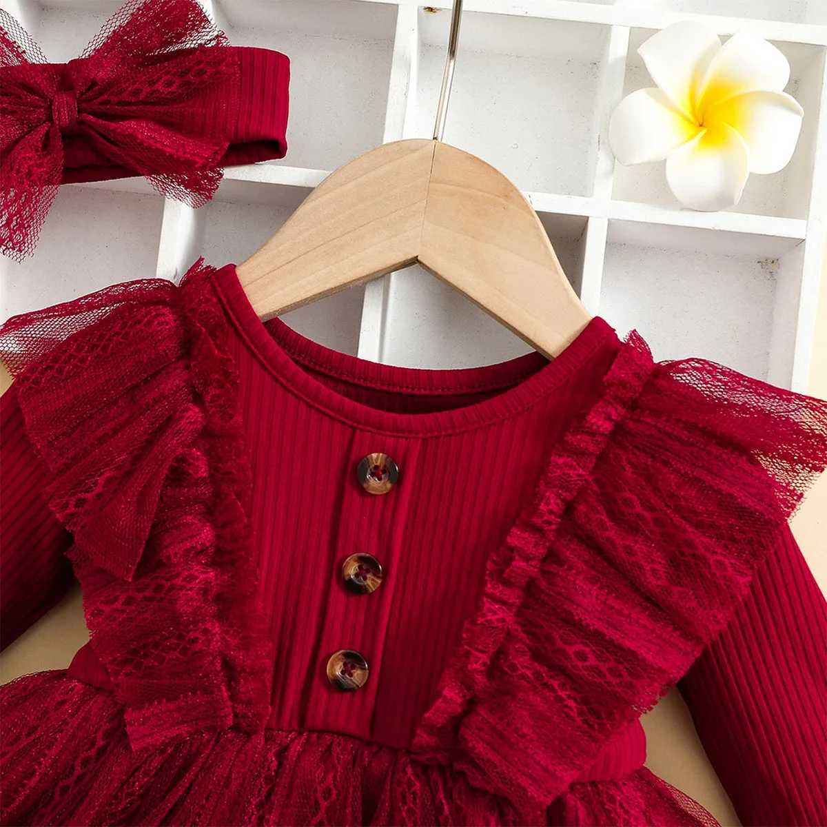 Baby Girl Red Dress For New Year Spring and Autumn Baby Mesh Tutu Dress Children Casual Outfit Flower Girl Red Gown Birthday Gif Z250214