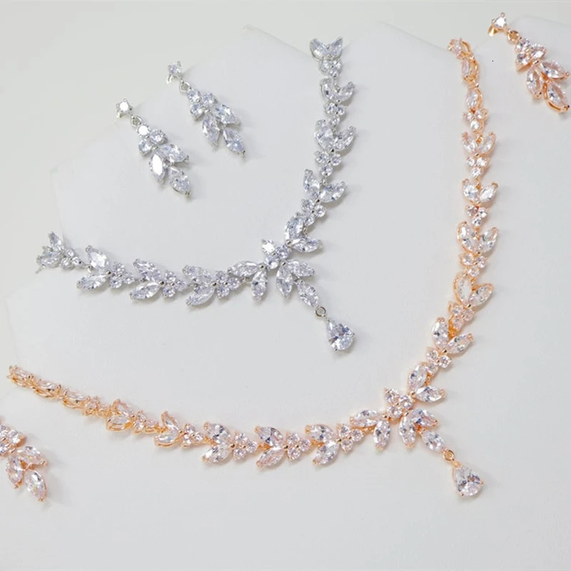 Quick view Wish list Brilliant Cubic Zirconia Necklace Set Earrings Rings Women CZ Light Drop Bridal Wedding Jewelry Sets 250213 Z260313