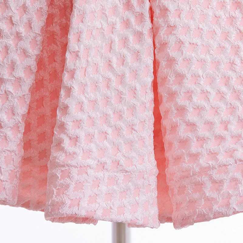 Spring and Autumn Girls New Hosting Dance Performance Princess Dress Long Sleeved Sticker Solid Color Fashion Plaid Dress Z250214