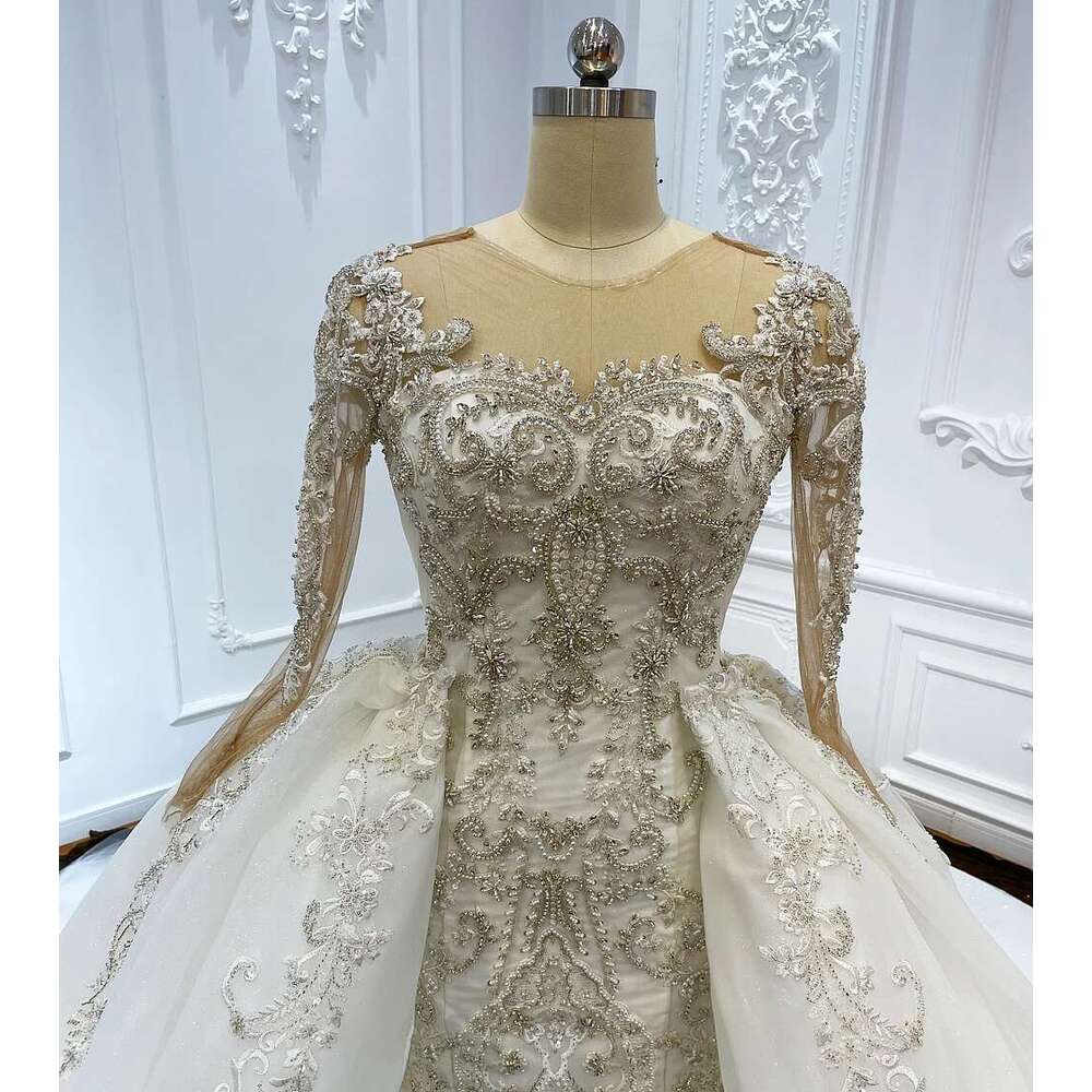 Custom Long Sleeve Heavy Beading 2 In 1 Mermaid Dress