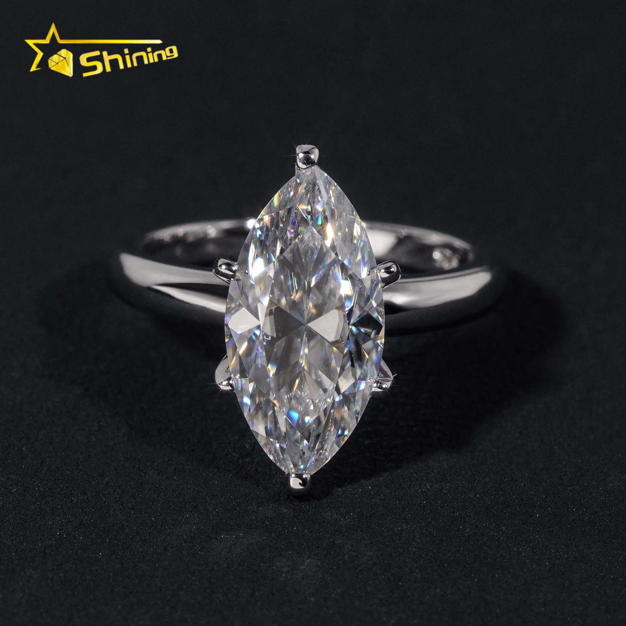 925 Sterling Silver 8x16MM 4CT Marquise Cut Moissanite Simple Six Claws Engagement Wedding Ring Moissanite Ring Party Gifts