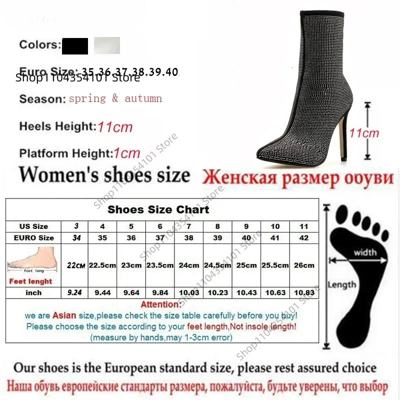 Spring Banquet Sexy Shiny Crystal Rhies Womens Ankle Boots High Heels Nightclub Modern Booties For Females Shoes 250220