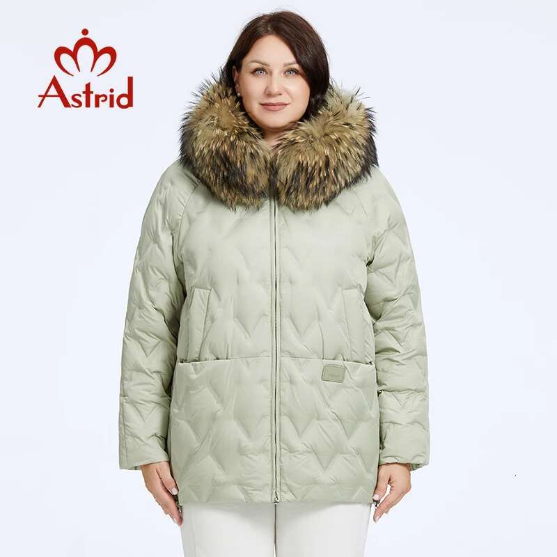 Astrid Women's Jacket Winter 2023 Plus Size Down Jackets Big Fur Collar Hooded Coat Women Parka Eming Female Clothing 10526