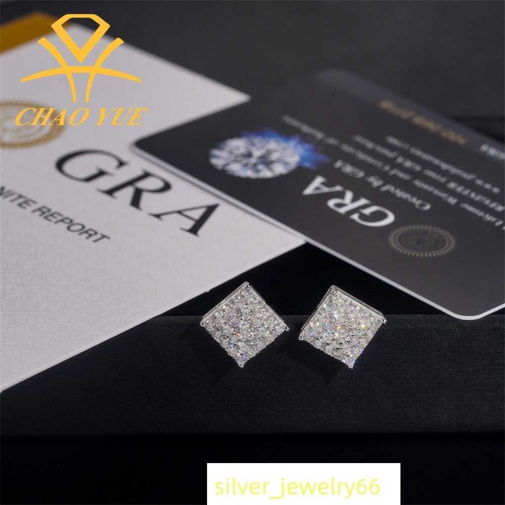 New best-selling 925 silver vvs vs moissanite hip-hop earrings mens and womens trendy jewelry passes GRA test