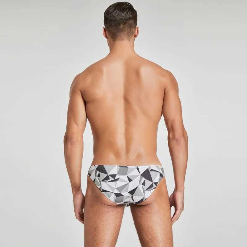 Swimwear Men Briefs Sexy Half Covered Buttocks Swimming Trunks Bathing Swim Beach Shorts Surf Beachwear Trendy Print Men Bikini W250214