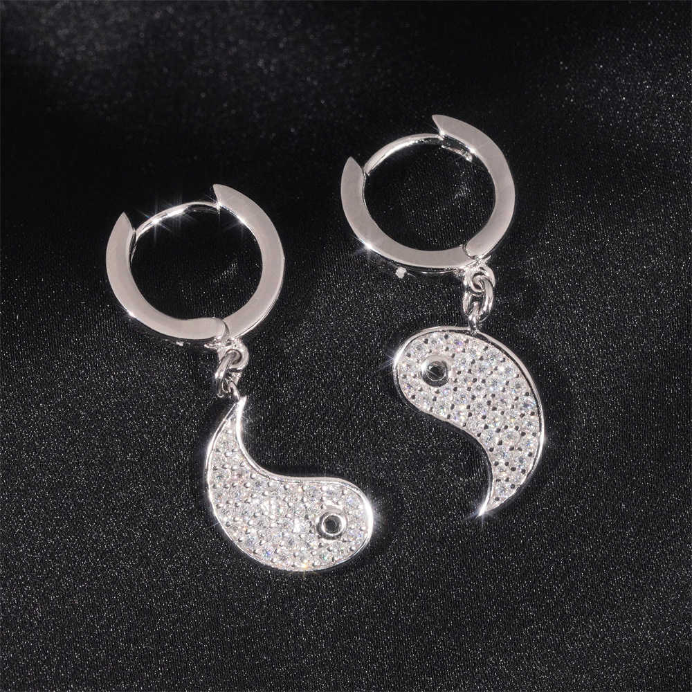 Light luxury fashion earrings 925 sterling silver vvs moissanite 3D minimalist mens and womens street pendant earrings