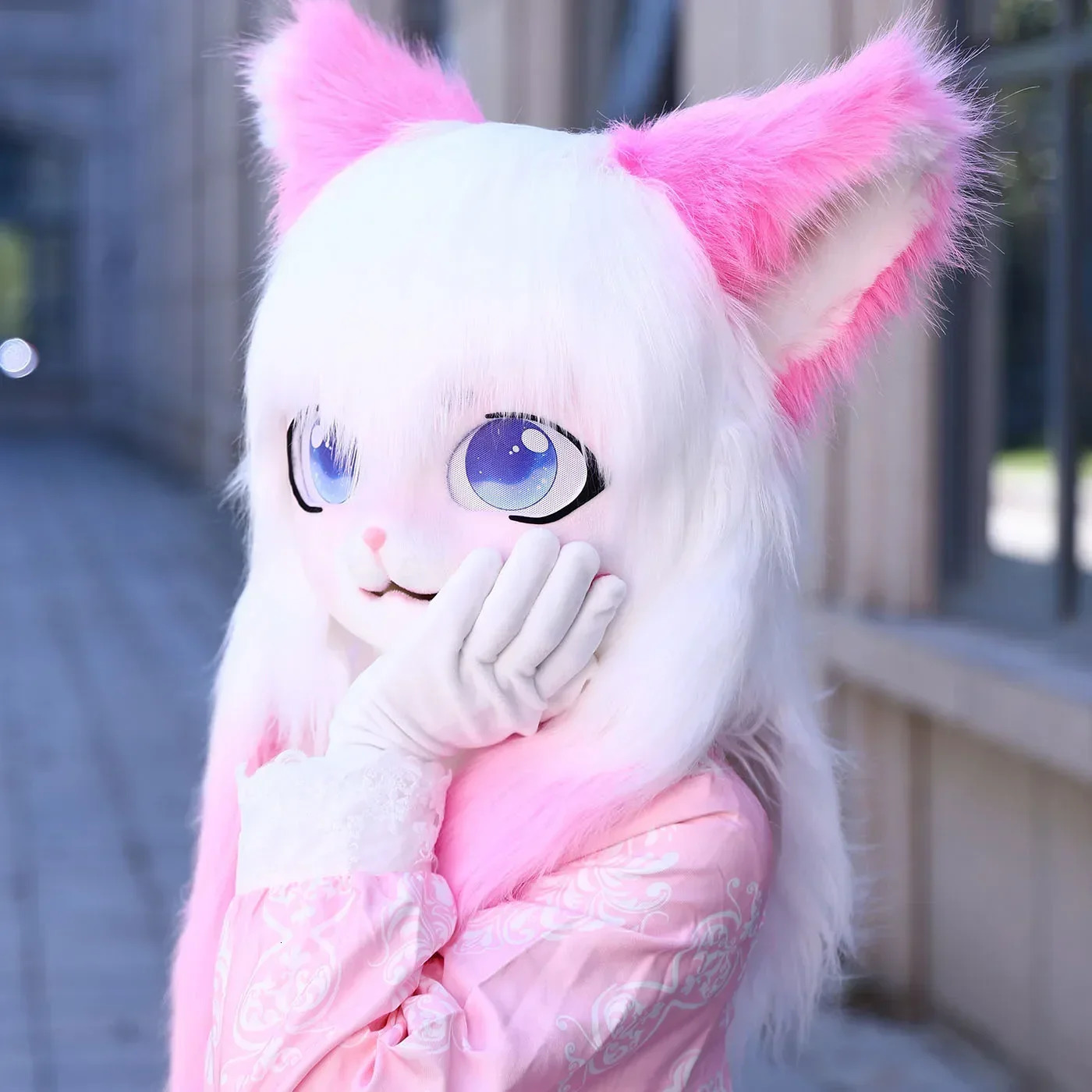 Kig Fursuit Kigurumi Headset Furry Cosplay Costume Animal Ear Rabbit Furry Mask Head Base Paw Comiket Cosplay perform Costume 250213