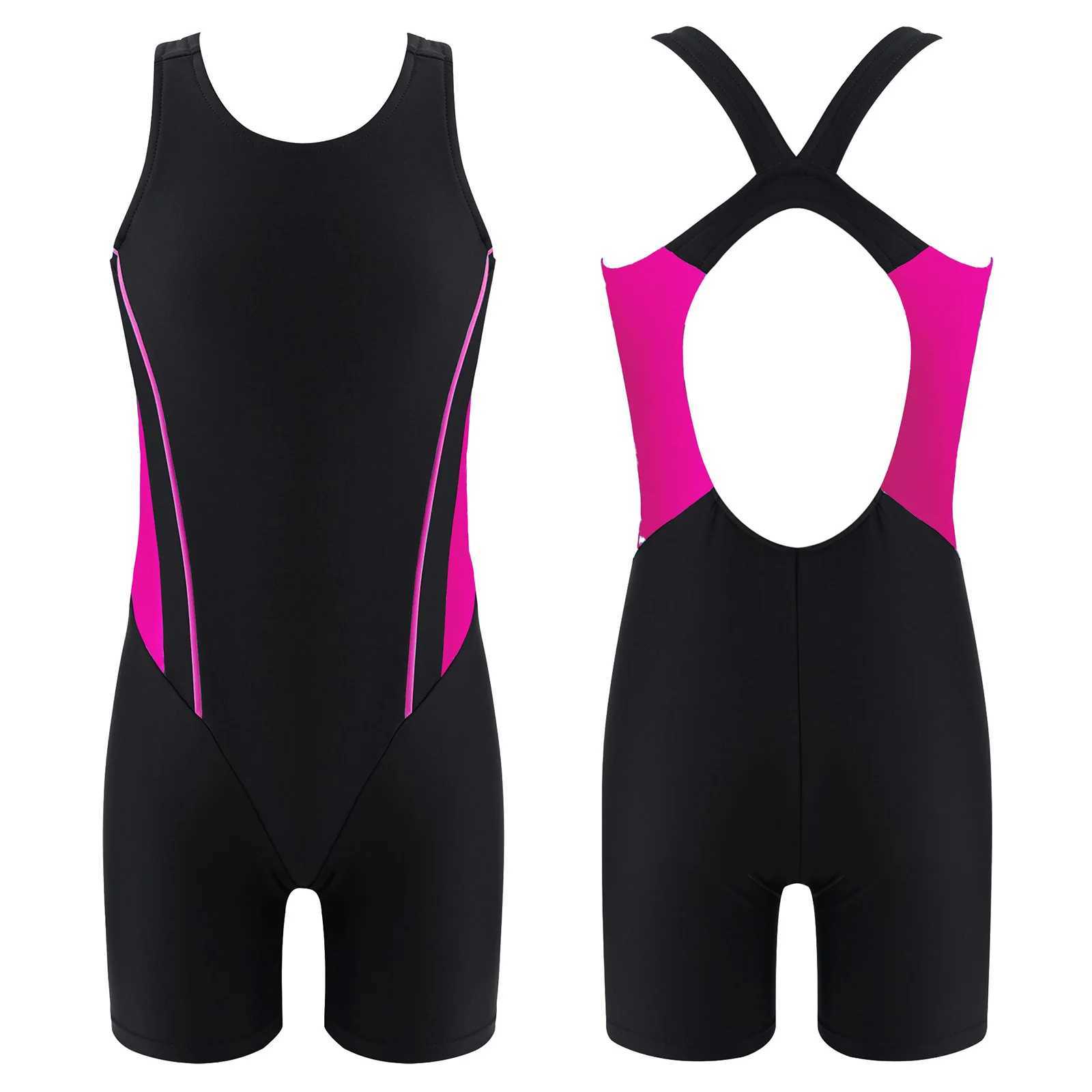 Kids Girls One-piece Swimwear Summer Sleeveless Open Back Print Short Jumpsuit Bodysuit for Beach Pool Swimming Bathing Suit Z250214