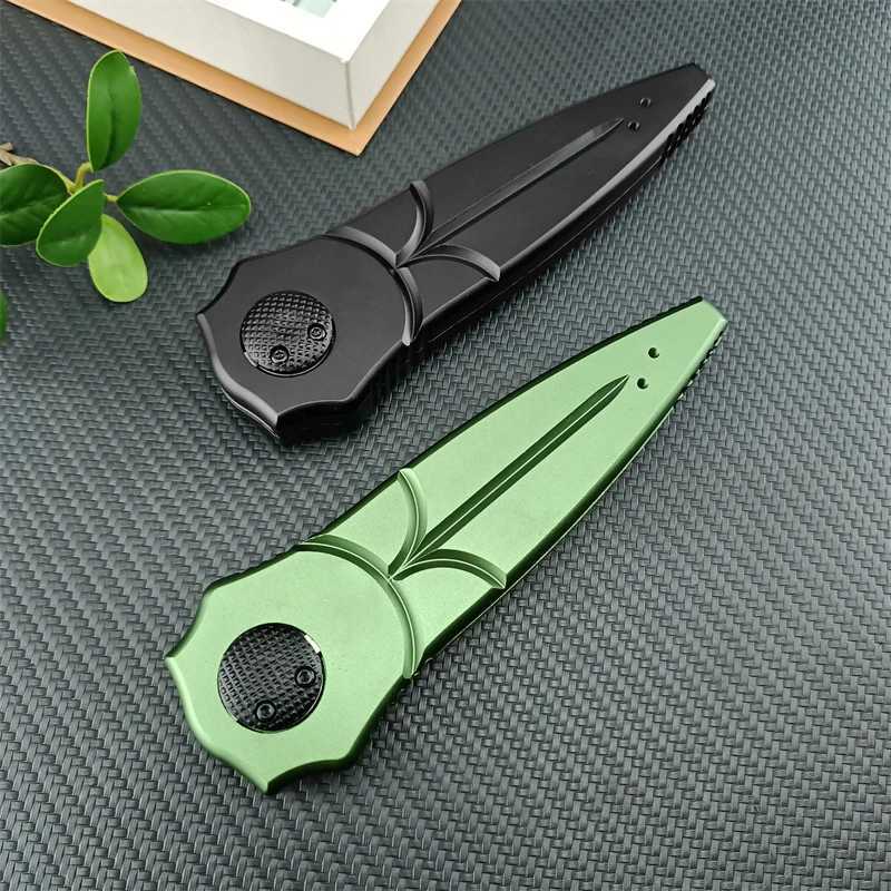 Green/Black Outdoor Assisted Folding Knife D2 Steel Blade Aluminum Hand Sharp EDC Tool Knives for Cam Hiking W250214