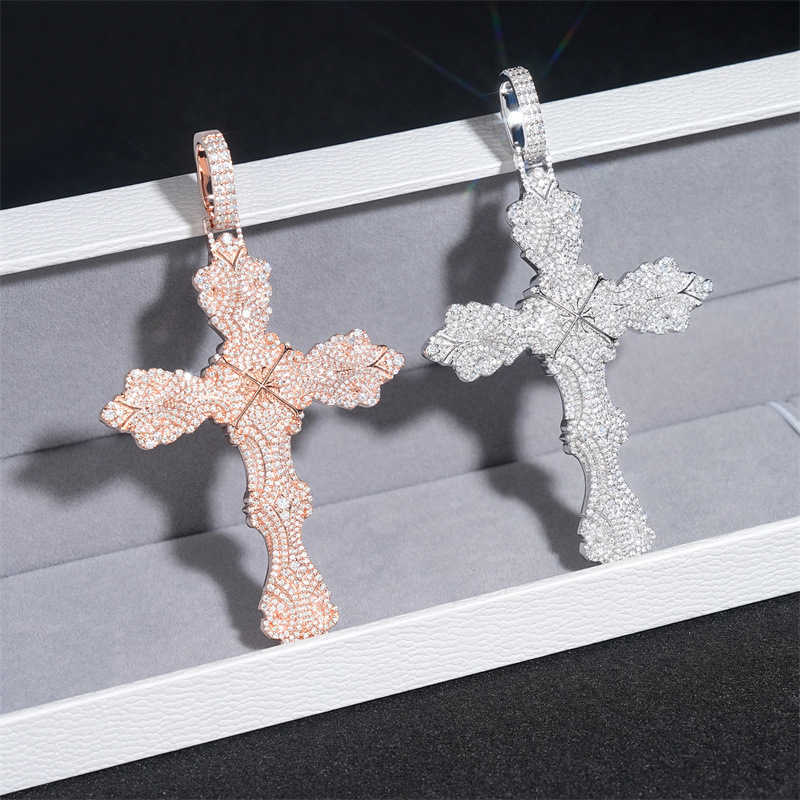 Diamond Hair New Hip Hop Pendant 925 Silver Moissanite Full Set Cross Pendant Can Wear 8mm Necklace