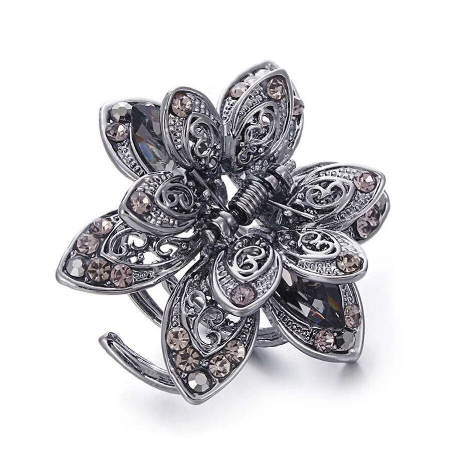 Women's accessories clip, crystal dot diamond hollow center grab alloy headwear hair clip