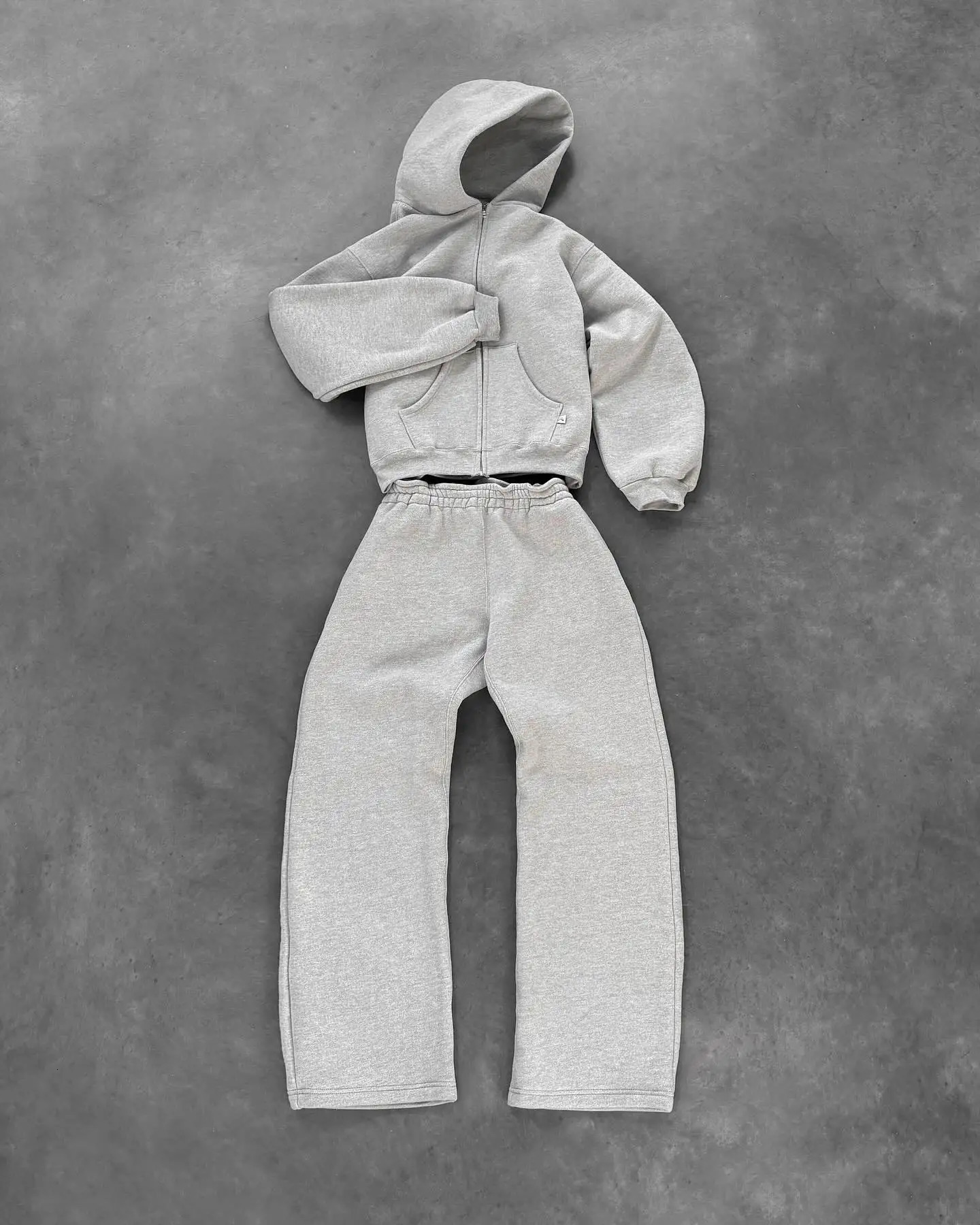 American Solid Color Suit Two Piece Set Harajuku Tops Trousers Sets Lace-up Casual Pants Streetwear Y2K Couple Sweatshirt Pant 250210