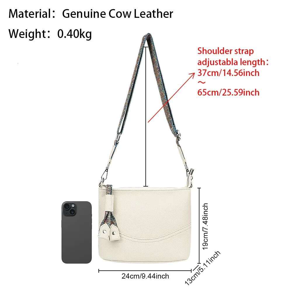 High Quality Women's Handbag, New Genuine Leather Shoulder Bucket, Ladies' Commuting Underarm Bag, Versatile Crossbody Hobo Bag