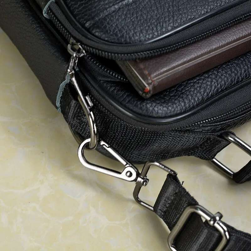 Genuine Leather Shoulder for Men Cowhide Handbag Male Black Horizontal Messenger Bag Men's Ipad Business Briefcase Tote