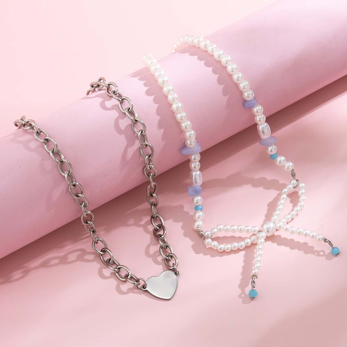 Woman fashion Bow accessories, small niche imitation pearl, love, sweet cool, spicy girl choker collar and necklace
