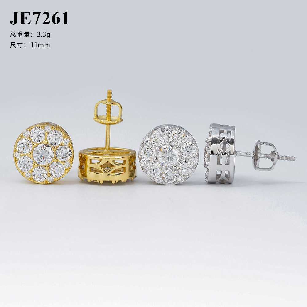 925 silver hot selling jewelry round full diamond earrings 4.0mm moissanite mens and womens hip-hop trendy earrings