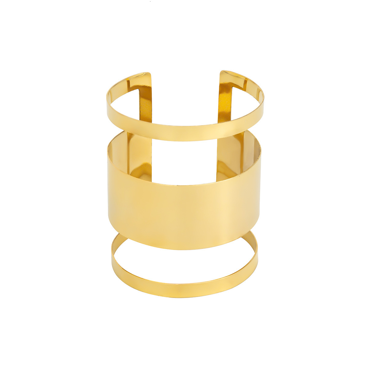Woman Jewelry wide design and feminine personality with punk style opening metal glossy coil fashion bracelet