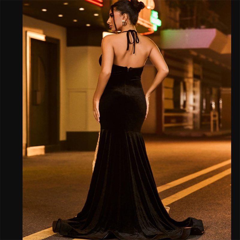 Luxury Black And Gold Evening Dress Diamond Crystal Mermaid African Prom Dress Sequin Plus Size Formal Occasion Party Birthday Bespoke Occasion Dress 