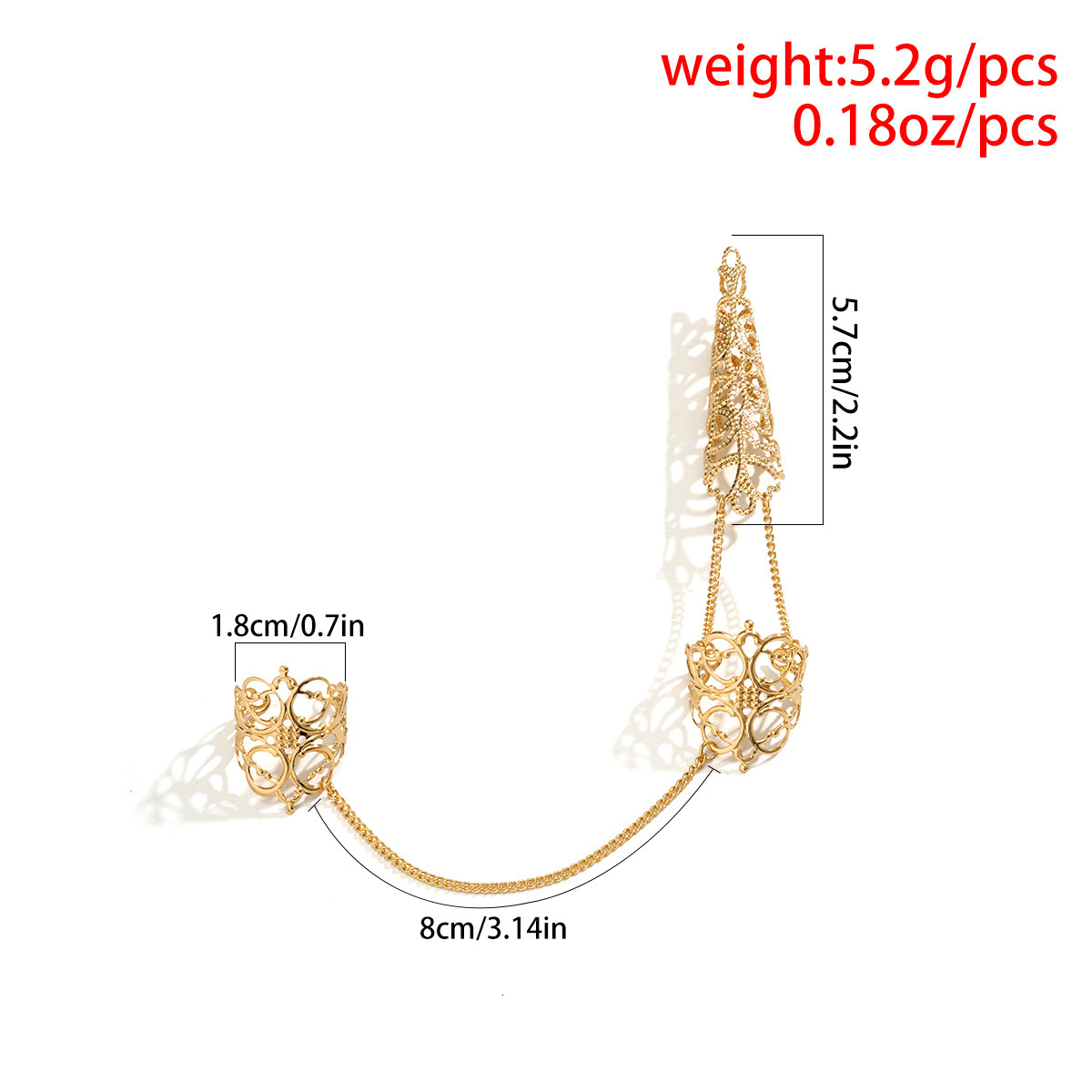women fashion Adornment Gothic hollow conical nail set with finger ring, niche metal tassel ring