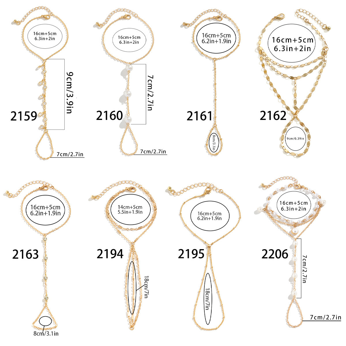 Woman Jewelry Ethnic Feng Shui Dia Finger Beach Chain Imitation Pearl Metal fashion Bracelet