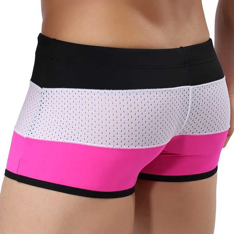 Mens Casual Gym Fitness Training Shorts Sexy Mesh Breathable Swimwear Quick Dry Fashion Sports Beach Trunks Mens Clothing Summer W250214