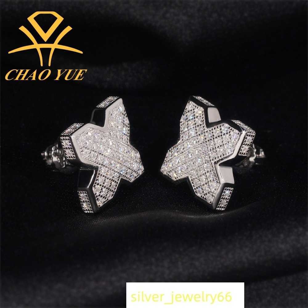 American fashion 925 sterling silver vvs moissanite earrings light luxury windmill cross style
